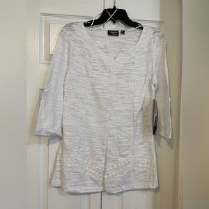 Onque Casual 3/4 Sleeve V-Neck Top #136